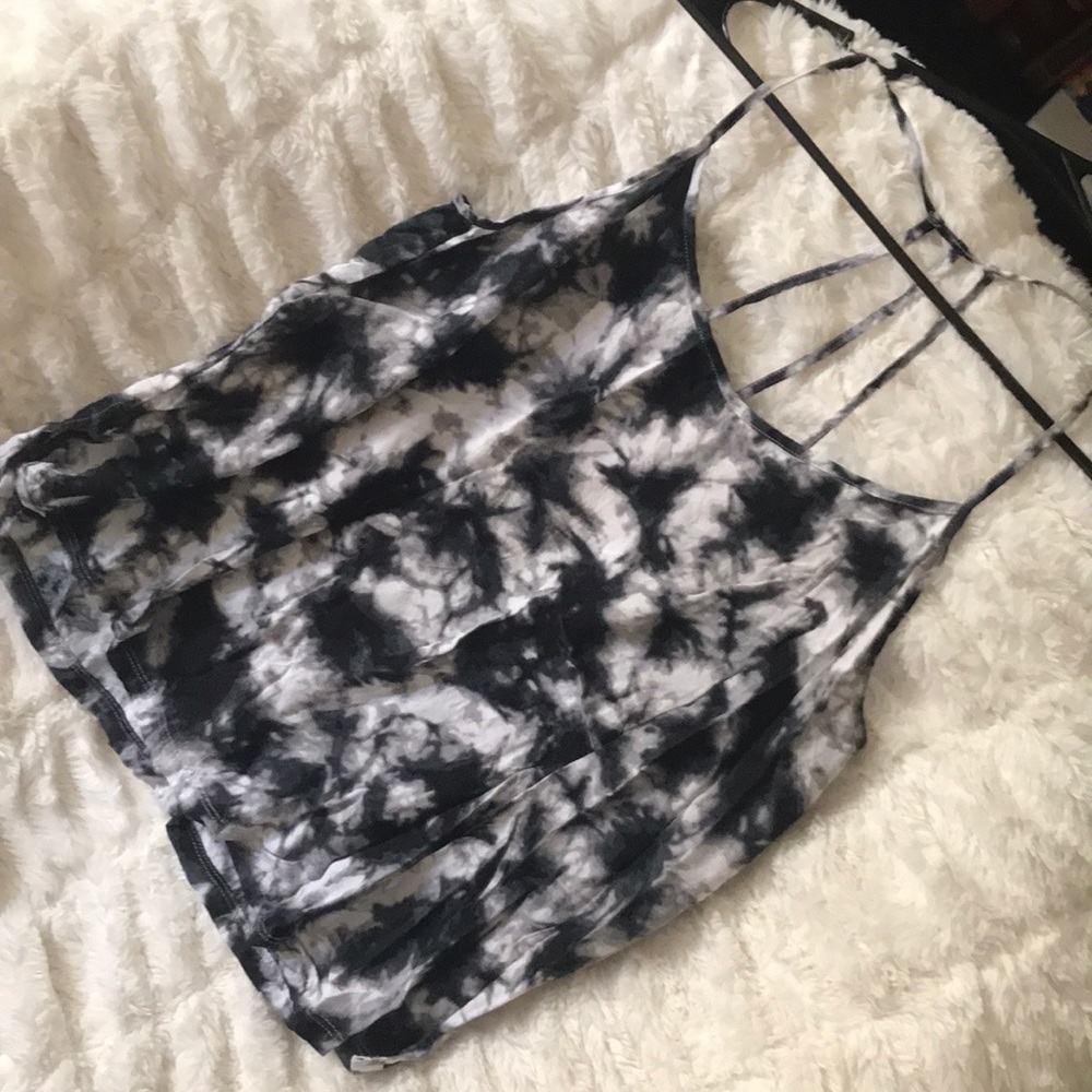 Tie Dye Black & White Tank Top